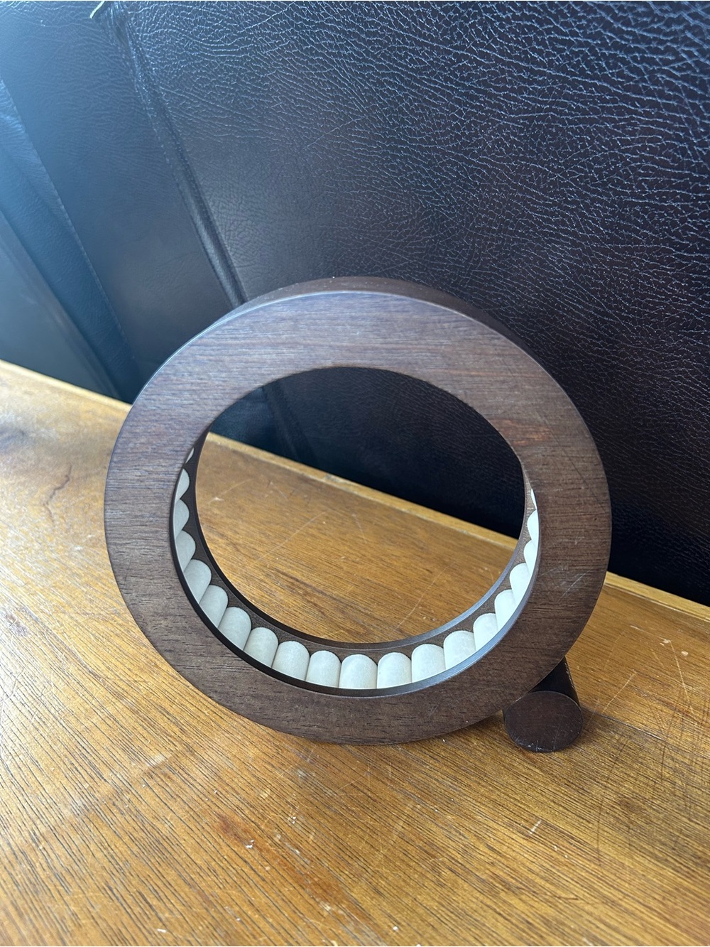 Umbra Ferris Dark Brown Wood Jewelry Organizer with Cream Felt Interior